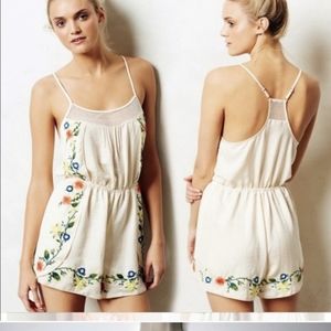 Anthropologie by Eloise Floral Romper Cream XS